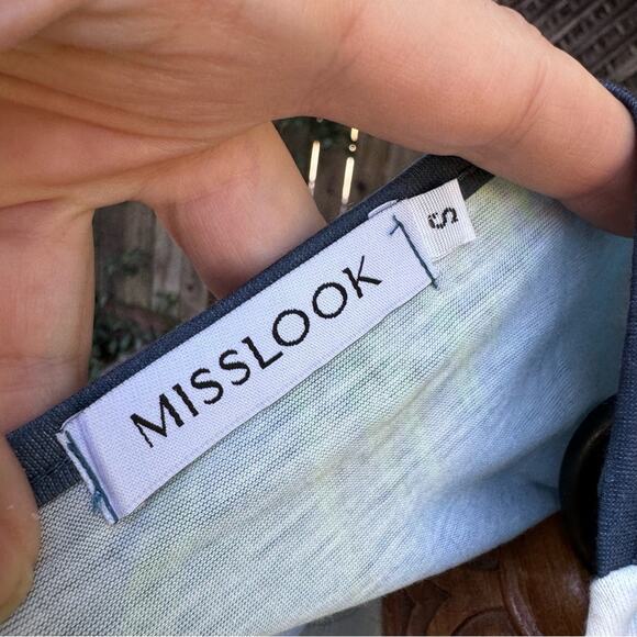 Misslook Horned Owl Graphic Zip Blue Blouse Women's Size Small - Picture 10 of 10